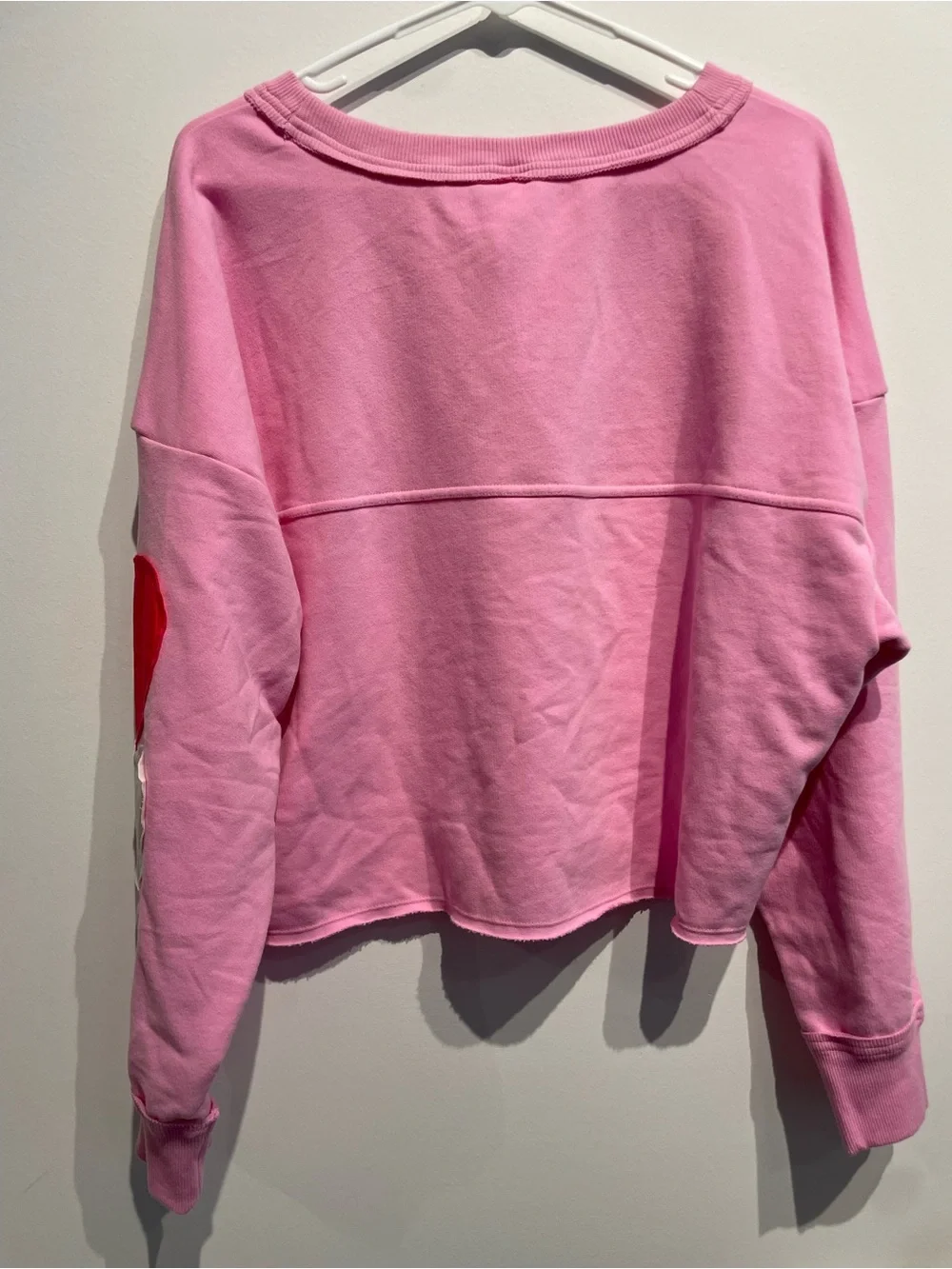 JoyLab Women's Valentine's Day Patchwork Crewneck Sweatshirt Pink Size Small NWT - Picture 2 of 9